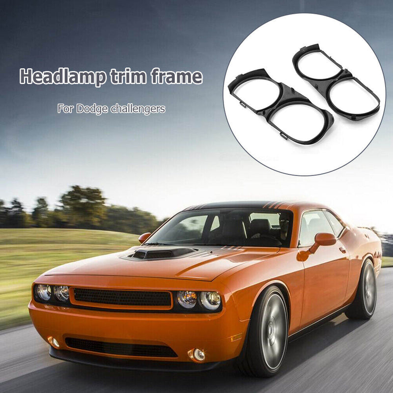 2pcs Front Headlight Lamp Bezel Trim Car Accessories for Dodge Challenger Newly