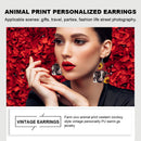 Retro Animal Cow Print Leather Dangle Earrings West Cowboy Ear Hook Jewelry