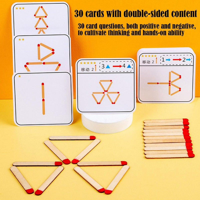 Montessori Matches Puzzles Game Wooden Toys DIY Math Geometry Board Game Toys`