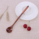 Long Handle Wooden Spoon Dessert Coffee Stirring Spoon(Brown)(Khaki thread)