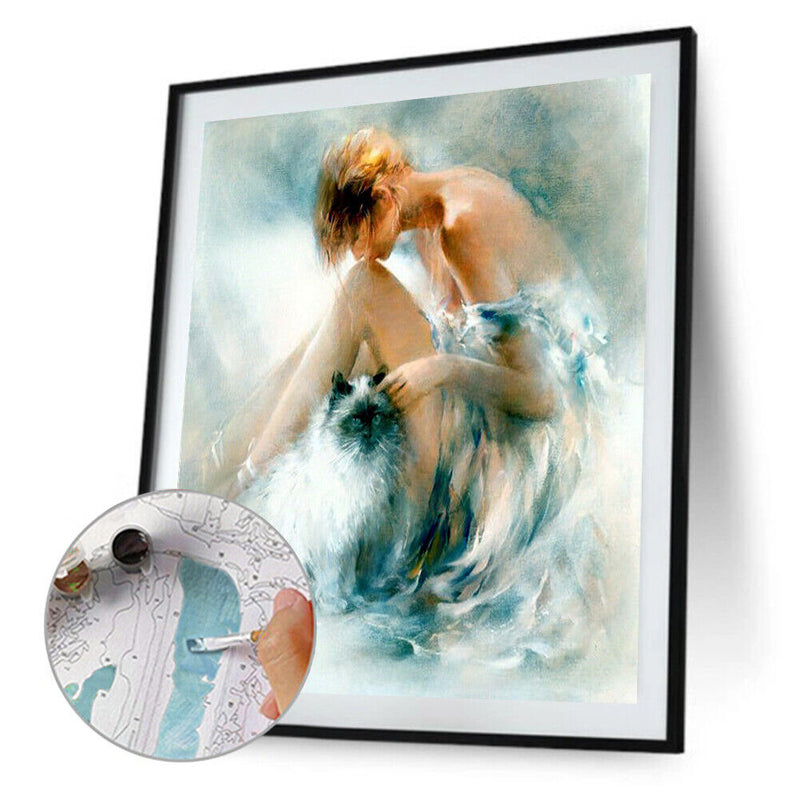 Girl Oil Paint By Numbers Kit DIY Acrylic Painting Wall Art Picture Craft Dec