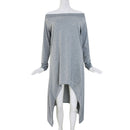 Skew Collar Cotton T-shirt Women Clothes Long Sleeve Irregular Fashion L