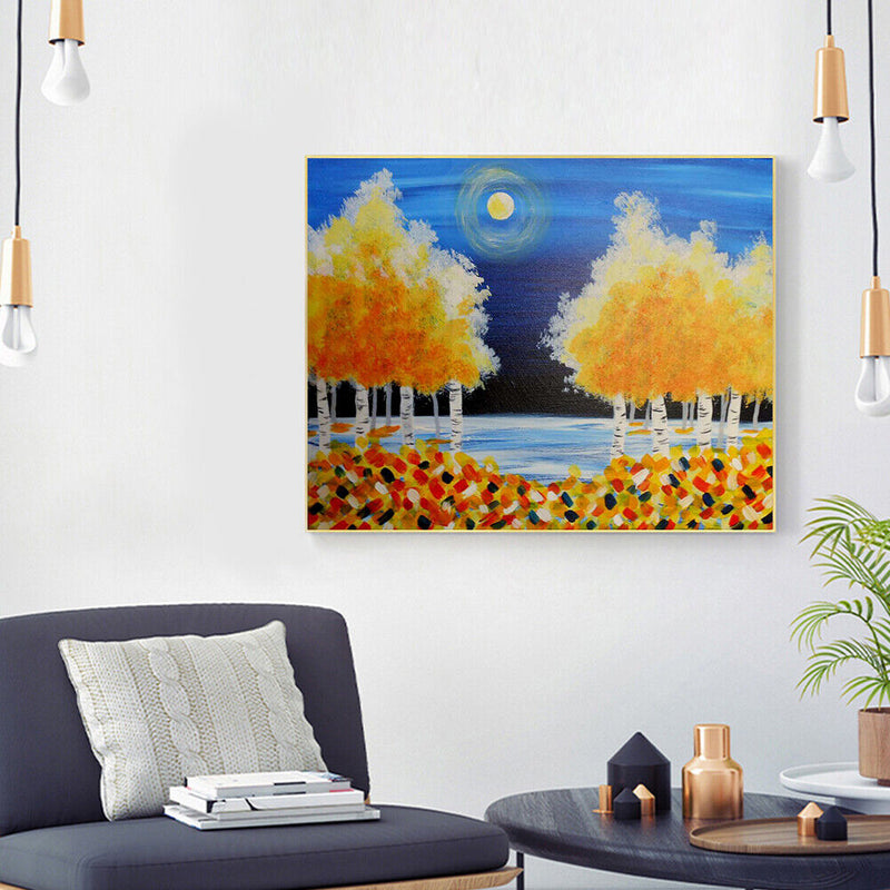 Frameless Oil Paint By Numbers DIY Ginkgo Trees Picture Craft Kit for Bedroom