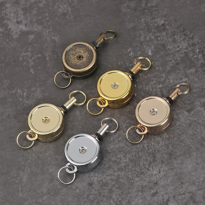 Stationery Metal Anti-Lost Clip Retractable Badge Holder Key Ring Lanyards