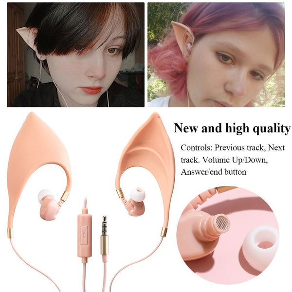 Elves Built In Mic Stereo Fairy Earbuds Elf Ears Earphone In-Ear Headphone