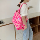 Women Leopard Pattern Printing Shoulder Bag Fashion Canvas Tote Shopping Bags