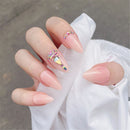 Jelly Gum Luxury Crystal False Nails Almond Ombre Ballerina Ballet Nail Tip