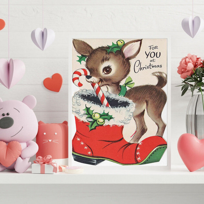 Frameless Oil Paint By Numbers Christmas Deer DIY Canvas Picture Craft Kit Newly