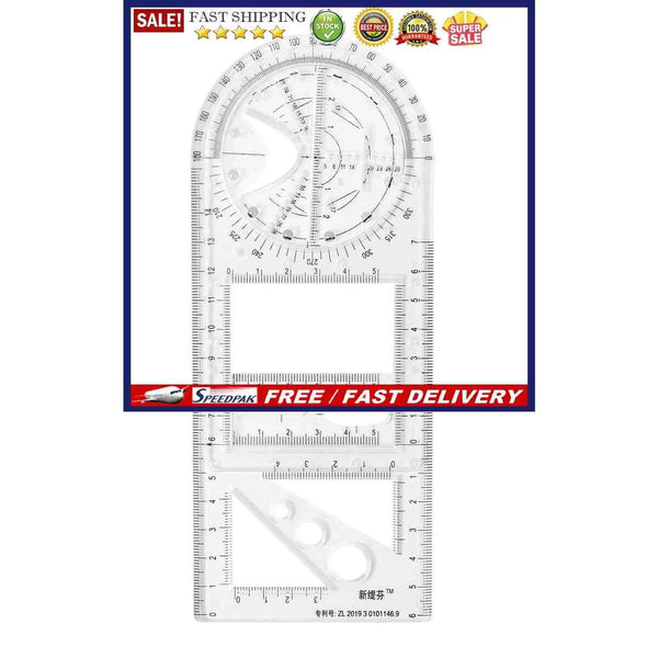 Multifunctional Geometric Ruler Plastic Drawing Ruler for Student School Offi
