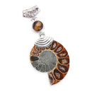 Conch Shell Stone Pendant Tiger Eye Stone Beads Ammonite Fossil Stone Pendant
