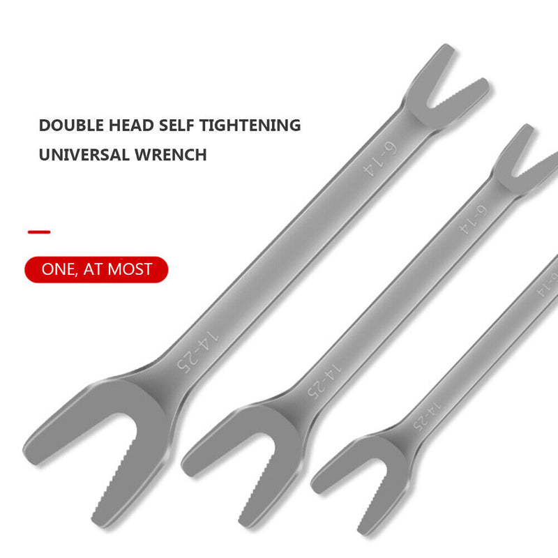 Long Handle Serrated V Groove Wrench Double Head Open End Repair Spanner Newly