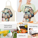 Linen Dog Print Kitchen Aprons Bibs for Women Men Household Dinner Cooking