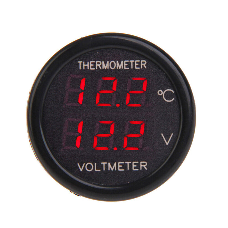 12V 24V Car Truck Cigarette Lighter Socket Digital Thermometer Voltmeter