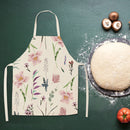 Fresh Flower Printed Linen Apron Kitchen Waterproof Bibs Pinafore (82x68cm)