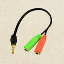 Aux Cable Microphone Earphone 2 Female Headphone Audio Y Splitter to 3.5mm Male