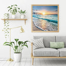 11CT Beach Counted Embroidery DIY Full Cross Stitch Cotton Thread Wall Art