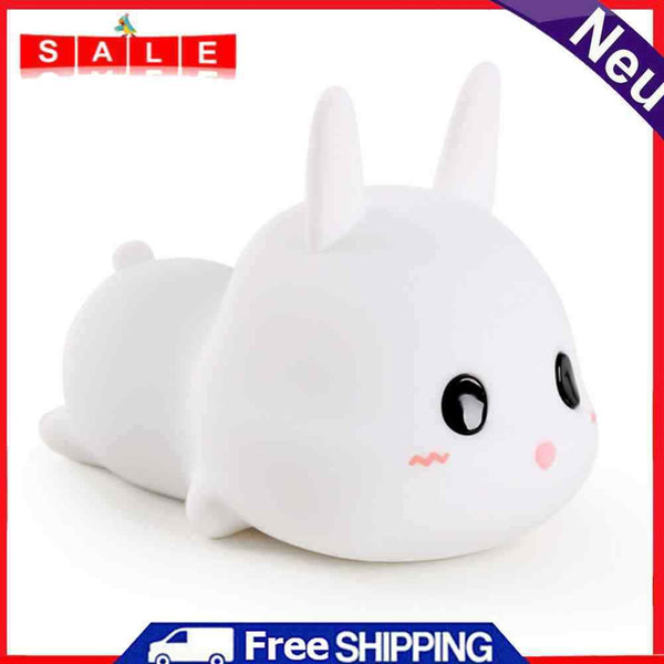 Rabbit LED Bedside Lamp Creative USB Remote Control Timing Night Lamp for Decor