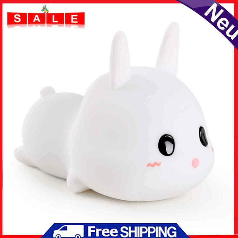 Rabbit LED Bedside Lamp Creative USB Remote Control Timing Night Lamp for Decor