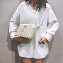 Women Shoulder Bag Straw Weave Phone Purse Zip Shell Shoulder Crossbody Handbag