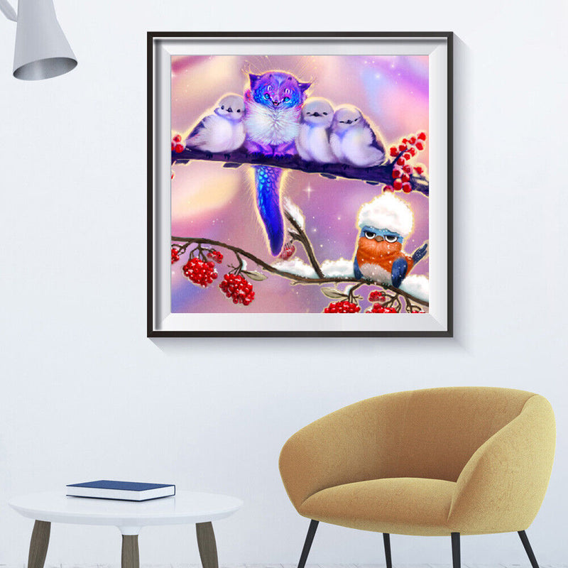 5D DIY Owl On Branch Mosaic Full Round Diamond Drawing Handmade Rhinestone Craft