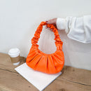 Retro Women Pure Color Pleated PU Underarm Bag Casual Ladies Top-handle Handbag