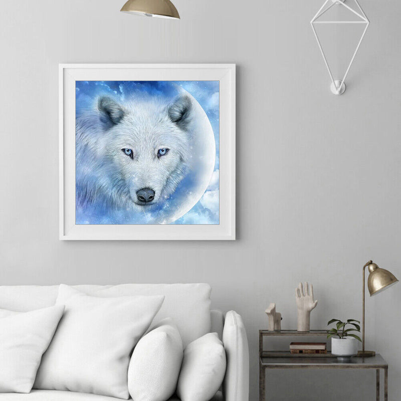 5D Full Round Drill Mosaic Craft Picture DIY Snow Wolf Diamond Painting Poster