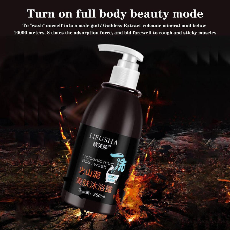 250ml Volcanic Mud Whitening Body Wash Long-lasting Mild Deep Cleansing`