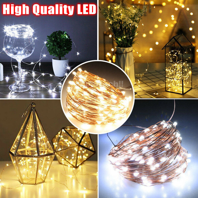10M LED Fairy String Lights Battery Powered Copper Wire Lamp Waterproof Decor