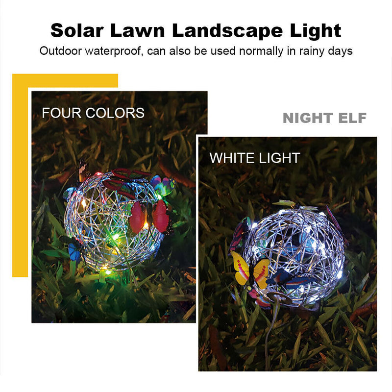 LED Solar Butterfly Ball Hanging Tree Lamps - Round Sunlight - Outdoor