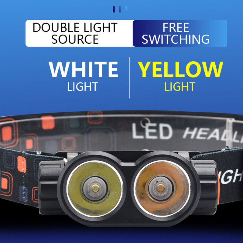 LED Magnetic Dual Bulb Headlamp with Magnets for Fishing Hiking Work Lighting