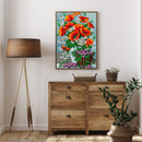 Full Cross Stitch 11CT DIY Red Flower Printed Embroidery Home Hanging Decoration