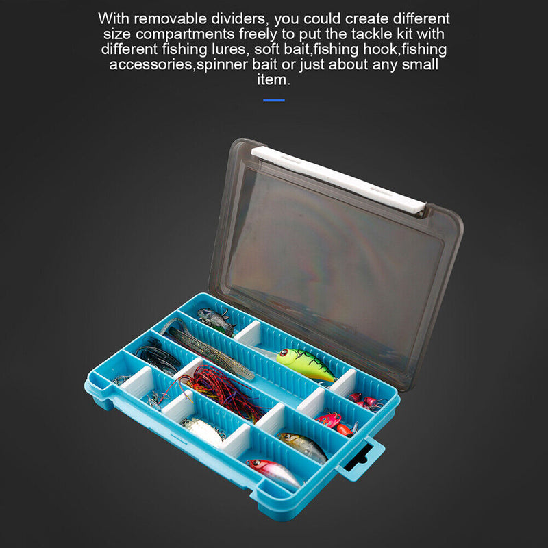 Fishing Tackle Storage Box w/ Removable Dividers Portable Fishing Organizer Case