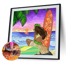Girl on Beach 5D DIY Full Round Drill Handmade Drawing Kit Art Diamond Painting