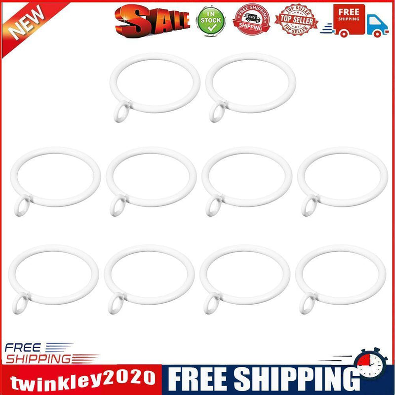 10pcs Metal Ring Window Shower Curtain Rings Hanging Clamp Hoop (White)