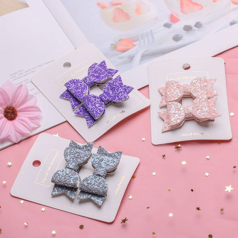 Double Layer Baby Girls Bows Headwear Kids Hair Clips Sequin Bow Cute Hairpins