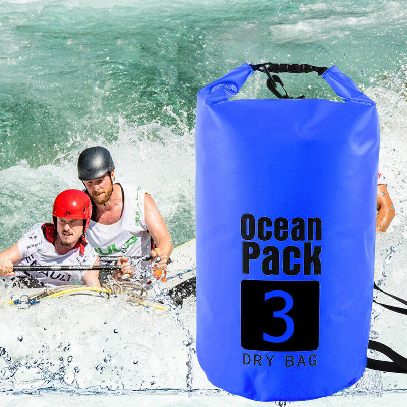 Waterproof Dry Bag Pack Sack Swimming Kayaking Boat Trekking (3L Dark Blue)