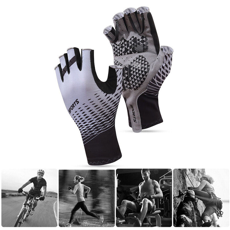 Cycling Sunscreen Gloves Breathable Non-Slip Half Finger Gloves for Men Women