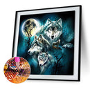 5D DIY Full Drill Diamond Painting Night Wolves Embroidery Needlework Set D