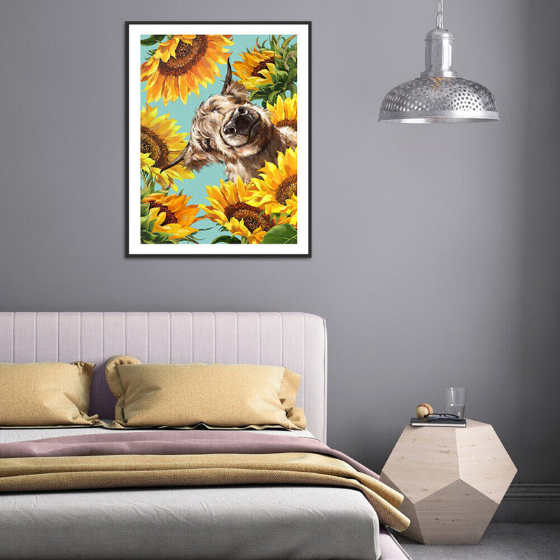 Diamond Painting Sunflower Cow Full Round Drill Picture of Rhinestone DIY Kit