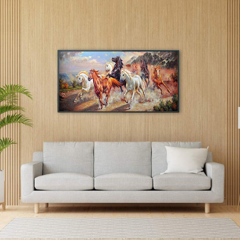 Frameless Oil Paint By Numbers DIY Horse Picture Craft Kits for Living Room
