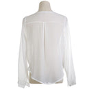 Women Blouses Sexy Deep V-neck Chiffon Long-sleeved Blouse White L