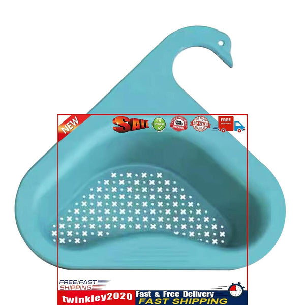 Sink Strainer Basket Triangular Hanging Filter Sink Storage Shelf (Blue) Newly