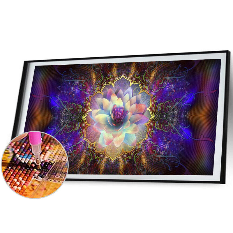 5D Kit Rhinestone Pictures DIY Aurora Lotus Full Round Drill Diamond Painti