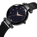 Starry Sky Band Strap Women Watch Plastic Case Quartz Wrist Watch (Black) Newly