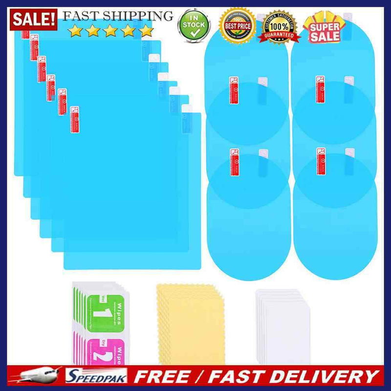 12pcs Rainproof Rearview Mirror Window Clear Film Membrane Anti Fog Car Sti