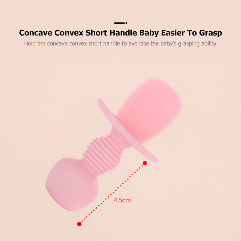 Baby Silicone Training Feeding Spoon Toddlers BPA-free Tableware (Pink) Newly
