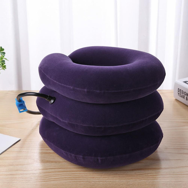 3-layered Air Inflatable Vertebra Retractor Neck Support Tractor (Purple) Newly