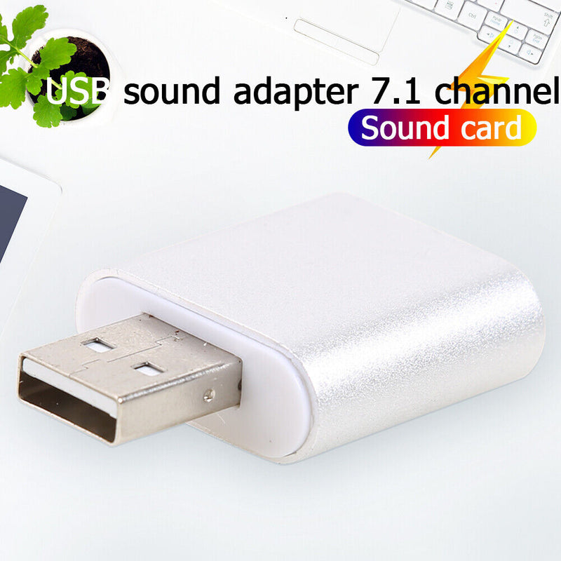 USB Sound Card 7.1 Channel External USB To 3.5mm Audio Adapter for Laptop Newly