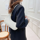 Women Solid Color Nylon Tote Bag Crescent Zipper Top-handle Bag (White)