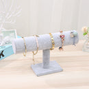 Velvet Bracelet Bangle T-Bar Rack Watch Jewelry Display Stand (Grey 1 Tier)